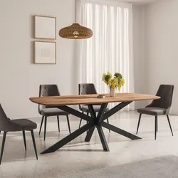 Tavolo 180x90 top legno di mango miele e gambe in metallo nero - Striv