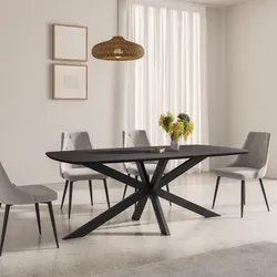 Tavolo 180x90 top legno di mango nero e gambe in metallo nero - Striv