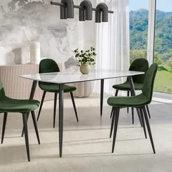 Tavolo 150x90 cm con piano in ceramica effetto marmo bianco luxor e gambe in metallo nero - Azure