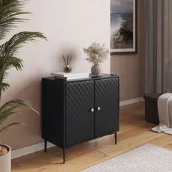Mobile multiuso 80x80h cm nero opaco e similpelle con 2 ante - Zimma