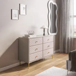 Cassettiera 120x80h cm cashmere opaco e similpelle con 6 cassetti - Zimma