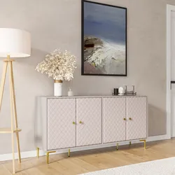 Madia 160x80h cm cashmere opaco e similpelle con 4 ante - Zimma