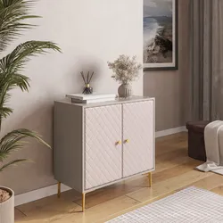 Mobile multiuso 80x80h cm cashmere opaco e similpelle con 2 ante - Zimma