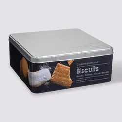 Contenitore per biscotti in metallo nero con disegno in rilievo - Savory