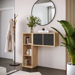 Mobile ingresso reversibile 112x108h cm rovere con 4 cassetti antracite - Tactik