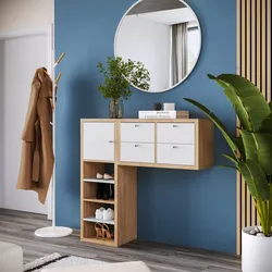 Mobile ingresso reversibile 112x108h cm rovere con 4 cassetti e 1 anta bianco - Tactik