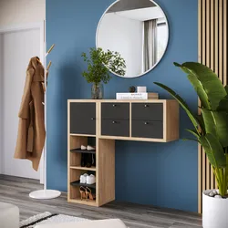 Mobile ingresso reversibile 112x108h cm rovere con 4 cassetti e 1 anta antracite - Tactik