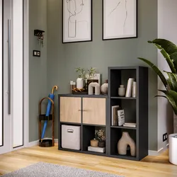 Mobile ingresso reversibile 112x108h cm antracite con 2 ante rovere - Tactik
