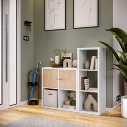 Mobile ingresso reversibile 112x108h cm bianco con 2 ante rovere  - Tactik
