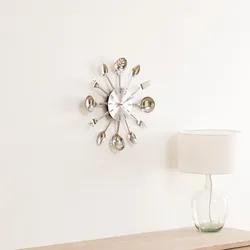 Orologio rotondo 38 cm in metallo con stoviglie