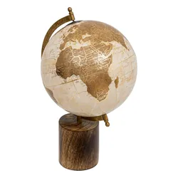 Mappamondo girevole 35h cm in metallo e legno di mango naturale