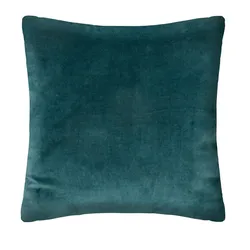 Cuscino 55x55 cm sfoderabile in tessuto e velluto petrolio con motivo