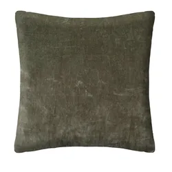 Cuscino 55x55 cm sfoderabile in tessuto e velluto verde con motivo