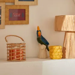 Figura decorativa 25h cm a forma di cacatua in ceramica multicolore