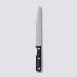Coltello da pane in acciaio inox forgiato cromo e manico nero - Groom