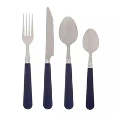 Set 24 posate in acciaio inox cromo e manico blu - Victoire