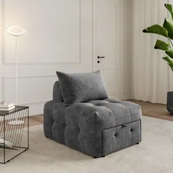 Poltrona letto in tessuto a trama sottile grigio con cuscino - Varor