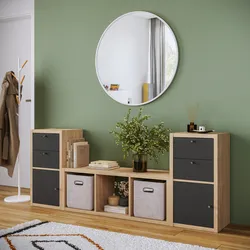 Mobile ingresso reversibile 186x74h cm rovere con 2 ante e 4 cassetti antracite - Tactik
