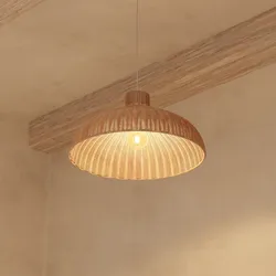 Lampada sospesa rotonda 58 cm intrecciata in rattan naturale