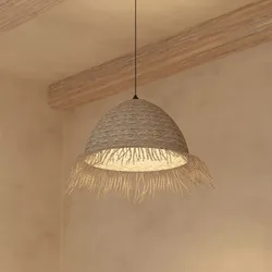 Lampada sospesa rotonda 56 cm in paglia naturale