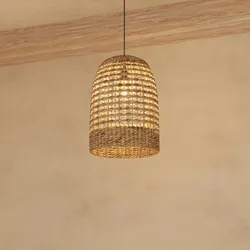Lampada sospesa rotonda 37 cm in giacinto naturale