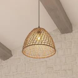 Lampada sospesa rotonda 35 cm in rattan naturale