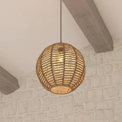 Lampada sospesa a sfera 35 cm in rattan naturale