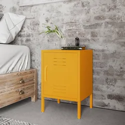 Comodino 40x60h cm in acciaio verniciato giallo con 1 anta - Easton