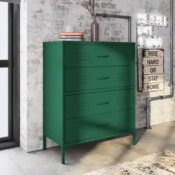 Cassettiera 80x102h cm in acciaio verniciato verde con 4 cassetti - Roger