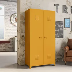 Armadio 90x180h cm in acciaio verniciato giallo con 2 ante - Easton