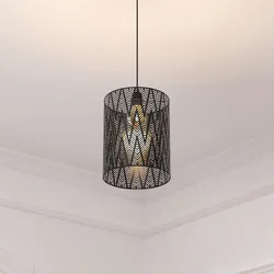 Lampada sospesa a cilindro rotonda 25 cm in metallo nero