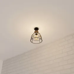 Lampada sospesa rotonda 25 cm in metallo grigio e legno