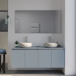 Mobile bagno sospeso 120 cm carta da zucchero con ante e top con specchio - Cuki
