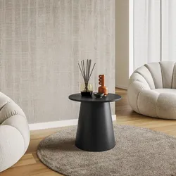 Tavolino rotondo 44 cm in legno nero con base conica - Tecri