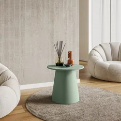 Tavolino rotondo 44 cm in legno verde salvia con base conica - Tecri