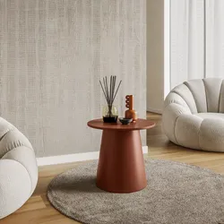 Tavolino rotondo 44 cm in legno terracotta con base conica - Tecri