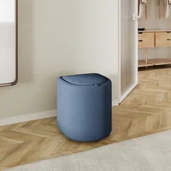 Pouf contenitore con vassoio 42 cm in microfibra blu - Cohen