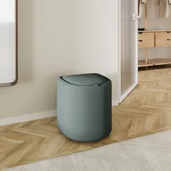 Pouf contenitore con vassoio 42 cm in microfibra verde bosco - Cohen