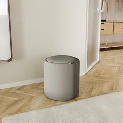 Pouf contenitore con vassoio 45 cm in microfibra tortora - Cohen