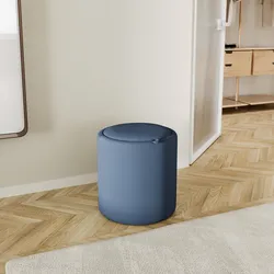Pouf contenitore con vassoio 45 cm in microfibra blu - Cohen