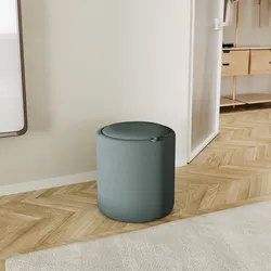 Pouf contenitore con vassoio 45 cm in microfibra verde bosco - Cohen