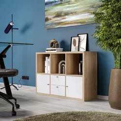 Mobile multiuso modulare 108x74h cm rovere con 2 ante e 2 cassetti bianco - Tactik