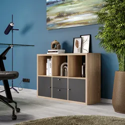 Mobile multiuso modulare 108x74h cm rovere con 2 ante e 2 cassetti antracite - Tactik