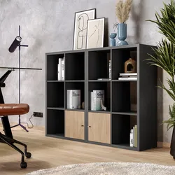 Mobile multiuso modulare 147x7108h cm antracite con 2 ante rovere - Tactik