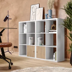 Mobile multiuso modulare 147x108h cm bianco con 2 ante rovere - Tactik