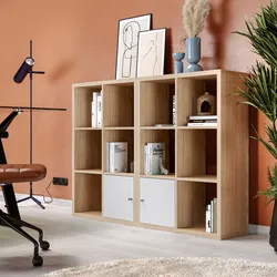 Mobile multiuso modulare 147x108h cm rovere con 2 ante bianco - Tactik