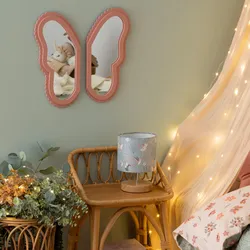 Set 2 specchi a forma di farfalla in legno rosa - Kids