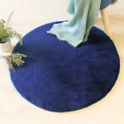 Tappeto rotondo 80 cm in similpelliccia blu indaco - Ofelia