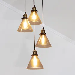 Lampada sospesa rotonda 25 cm in metallo e vetro con 4 punti luce