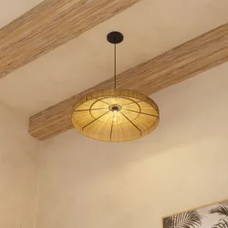 Lampada sospesa rotonda 58 cm intrecciata in juta naturale